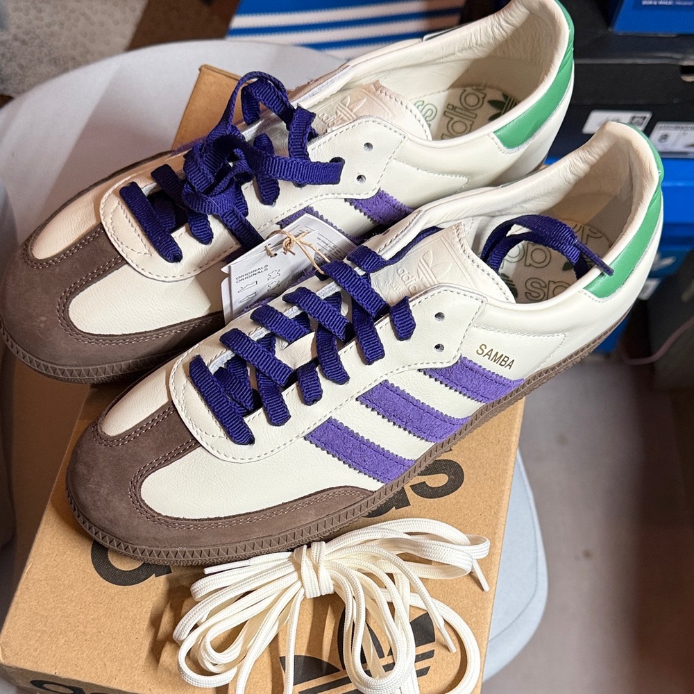 Adidas Samba OG Women’s Cream and Purple Sneakers